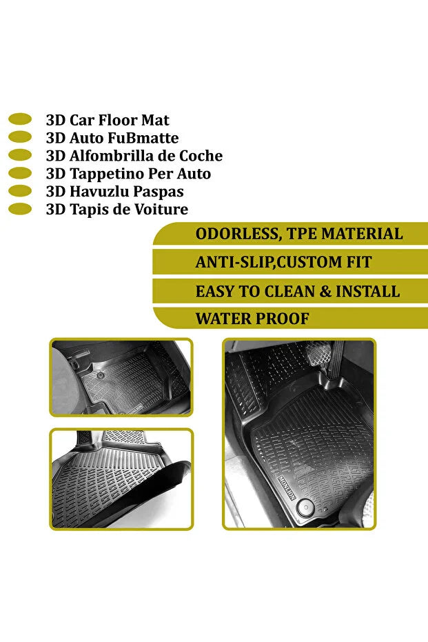 Monlion Paspasları,Ford Courier 2014-2023 3D Lazer Ölçülü Kokusuz