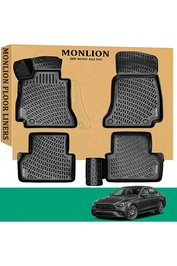 Monlion Paspasları, Mercedes E Serisi 2017-2023 W213 3D Lazer Ölçülü Kokusuz Kaymaz (ÖnveArka) Siyah