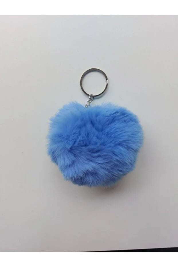  Ponpon Anahtarlık Açık Mavi Renk 6cm