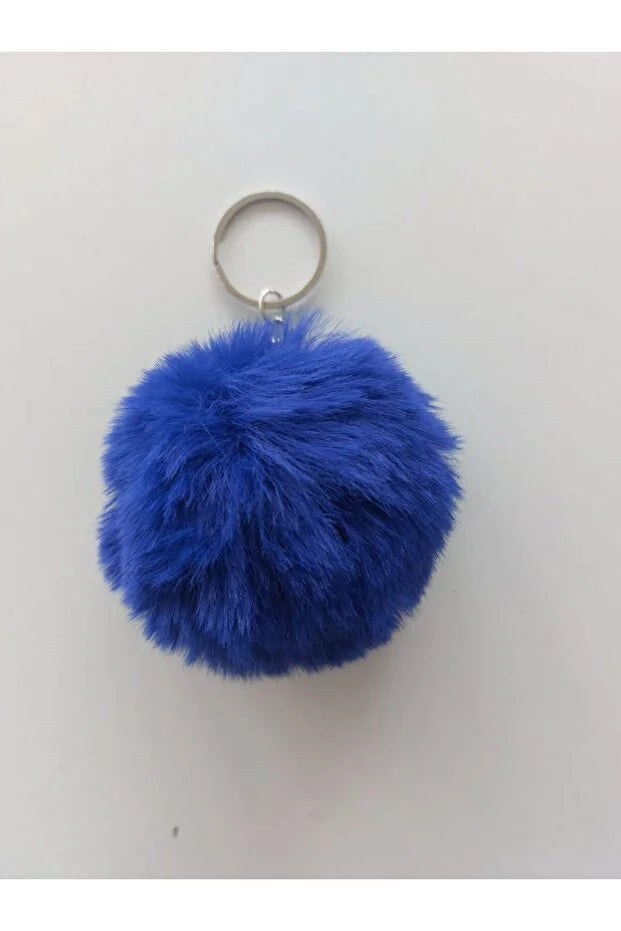  Ponpon Anahtarlık Koyu Mavi Renk 6cm