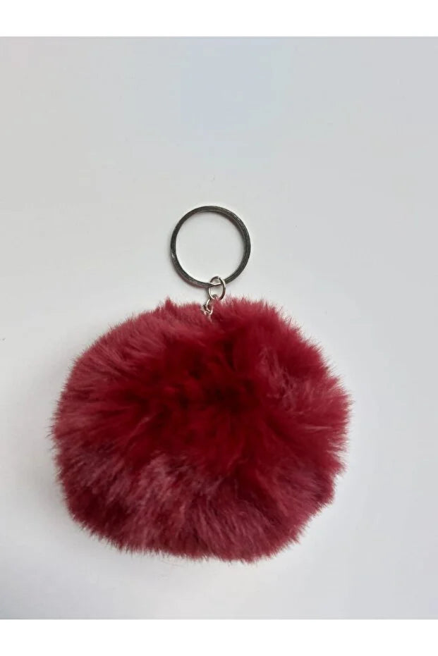  Ponpon Anahtarlık Mürdüm Rengi 6cm