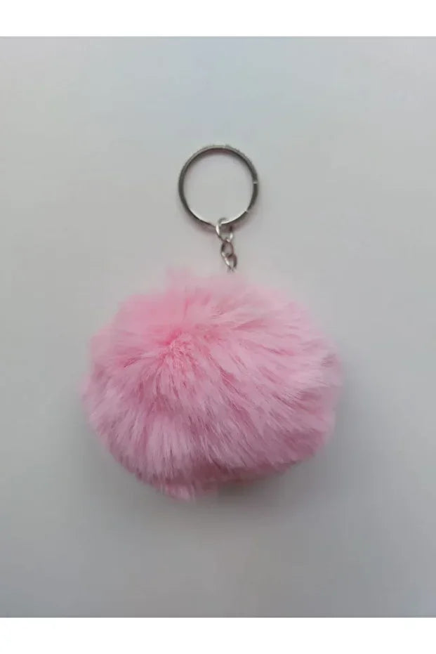  Ponpon Anahtarlık Pembe Renk 6cm