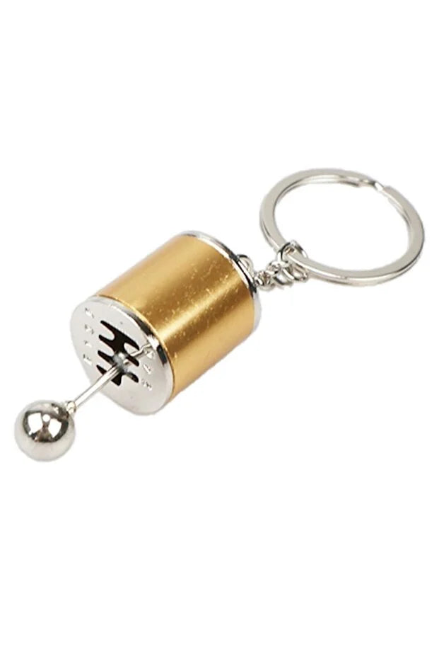 Renkli Hareketli Araba Manuel Vites Anahtarlık Altı Hız Dişli Shifter Topuzu Metal Anahtarlık Altın Sarısı